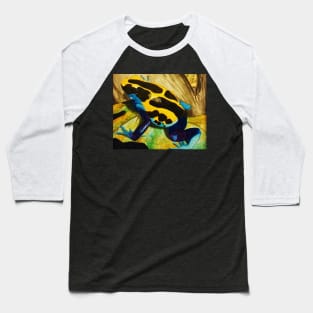 Poison Dart Arrow Frog--Blue and Yellow Baseball T-Shirt